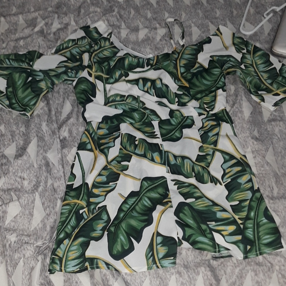 Palm tree one sleeve romper
